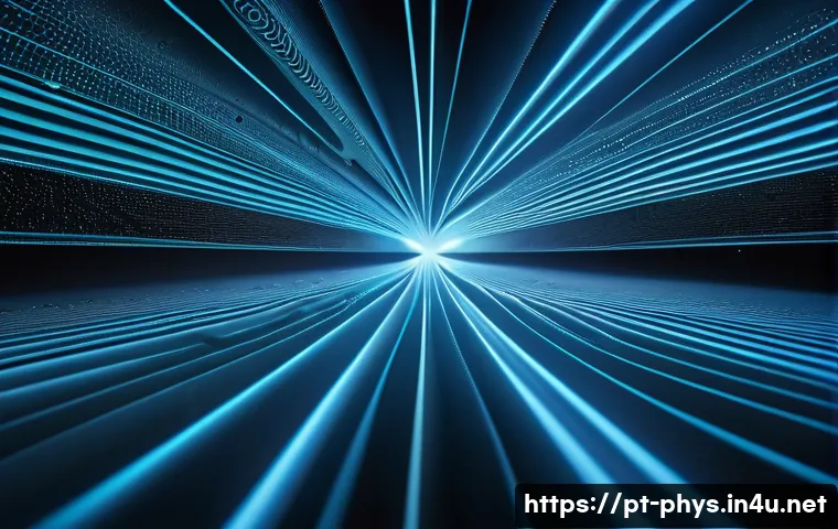 파동 입자 이중성 - A highly detailed scientific illustration of the double-slit experiment at the quantum scale, showin...