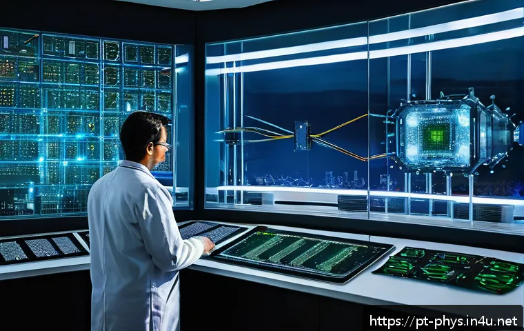 양자 터널링 현상 - A futuristic Brazilian research laboratory filled with advanced quantum computing equipment and scie...